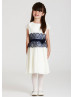 A-line Ivory Chiffon Knee Length Flower Girl Dress With Flower Sash